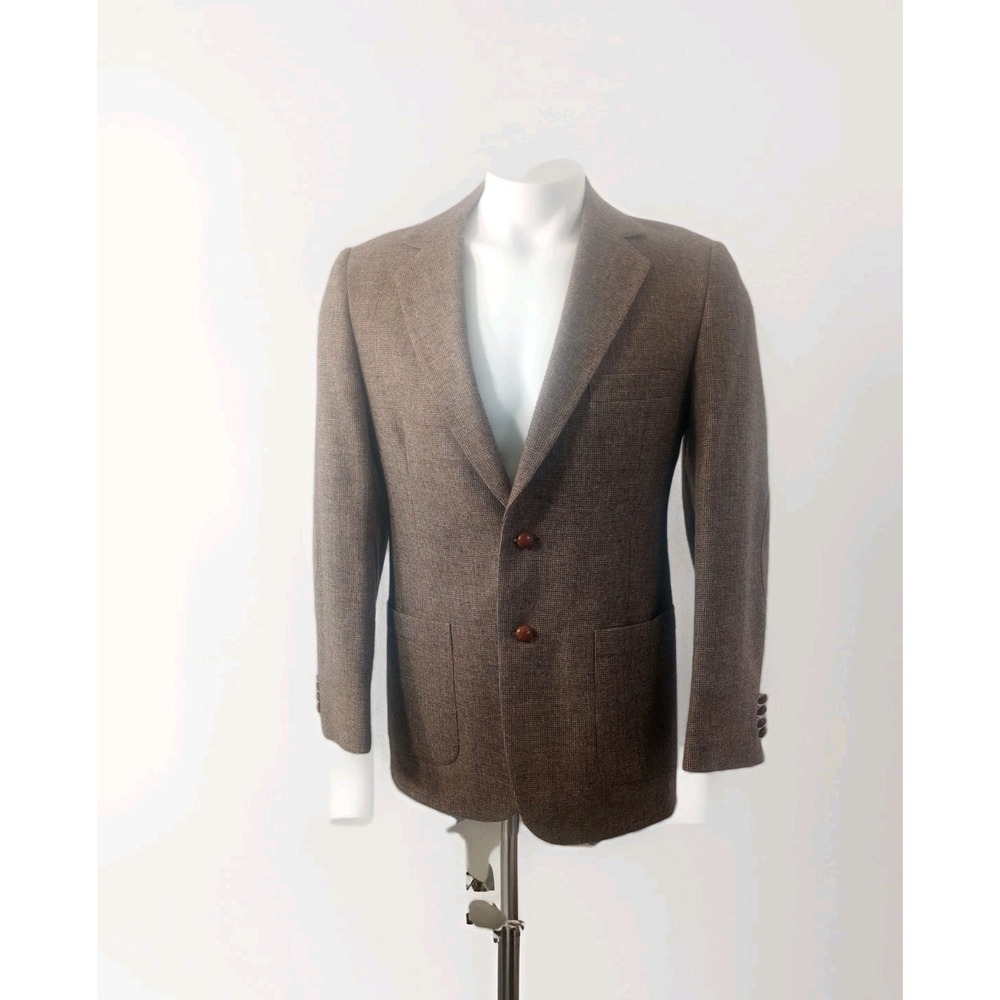 SPORT COAT 39R Wall Street Collection Foleys Brown Wool Tweed Blazer Elbow Patch